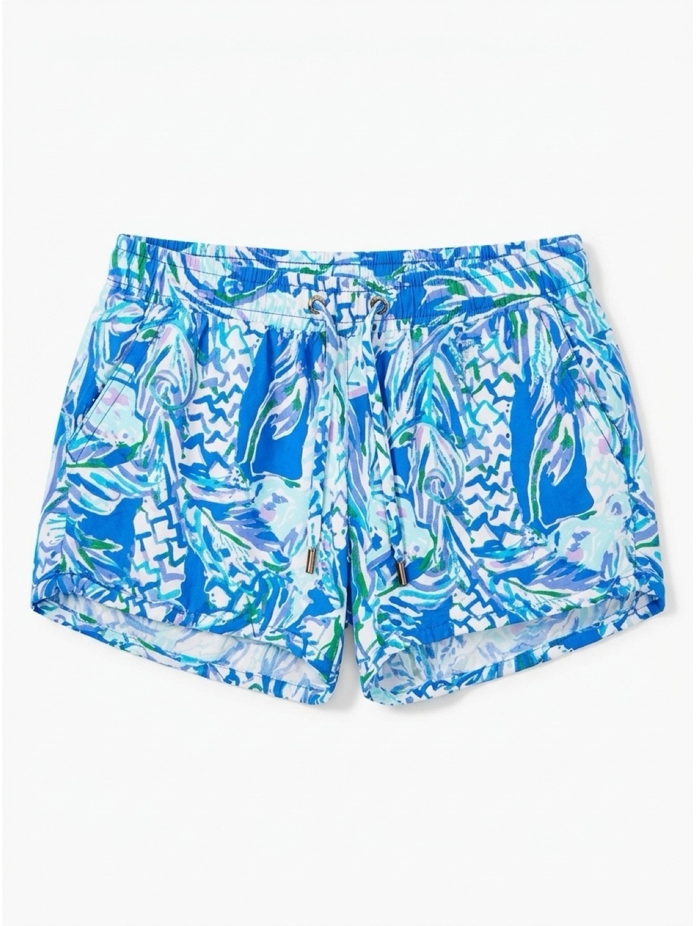 Lilly Pulitzer Women's Blue and Green Printed Drawstring Shorts XS